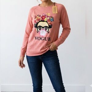 VOGUE Pink Graphic Sweatshirt - Women's Sweater